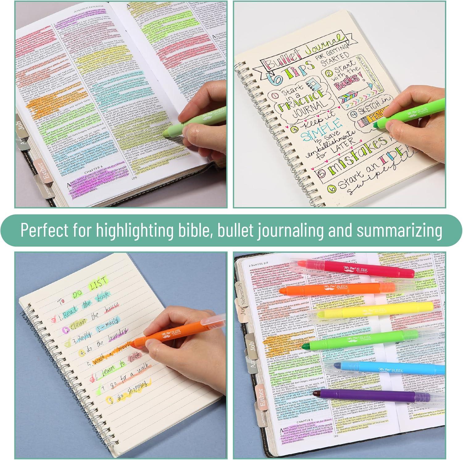 imageMr Pen Gel Highlighters 8 Pack Morandi Colors No Bleed Bible MarkersMorandi and Vibrant Colors