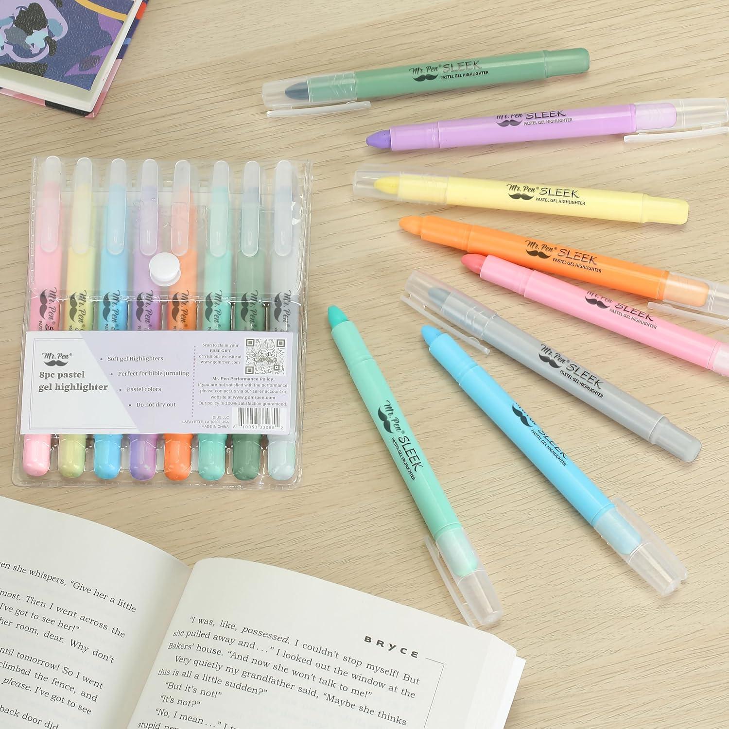 imageMr Pen Gel Highlighters 8 Pack Morandi Colors No Bleed Bible MarkersPastel Colors 1