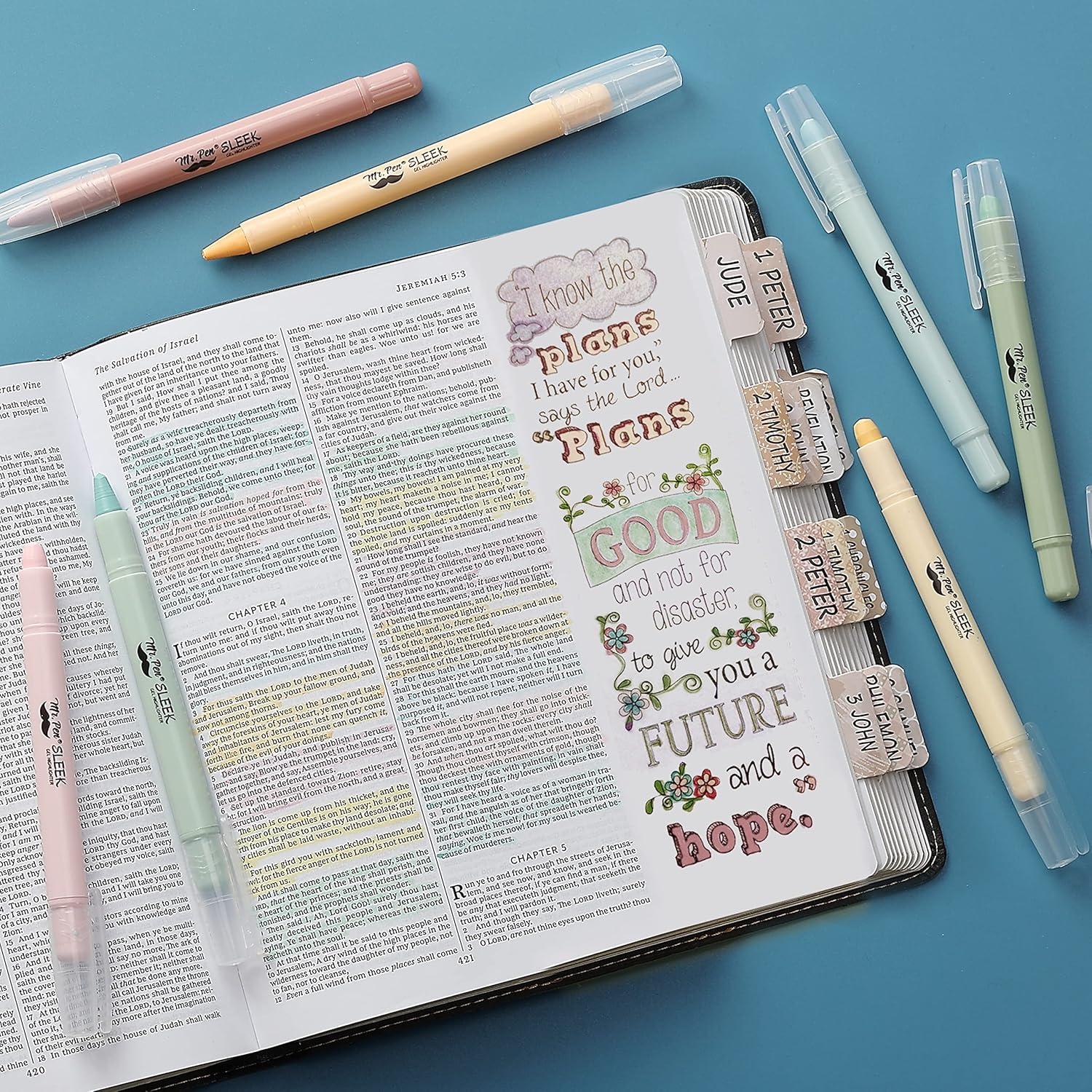 imageMr Pen Gel Highlighters 8 Pack Morandi Colors No Bleed Bible MarkersPastel Colors 2