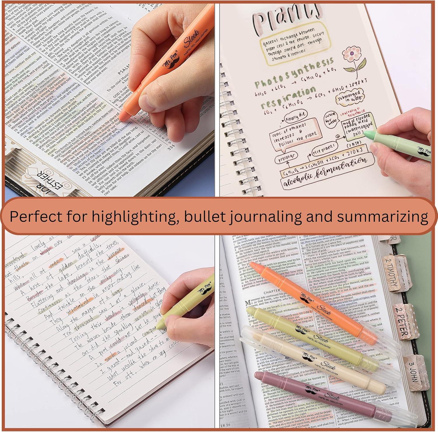 imageMr Pen Gel Highlighters 8 Pack Morandi Colors No Bleed Bible MarkersPastel Colors 3