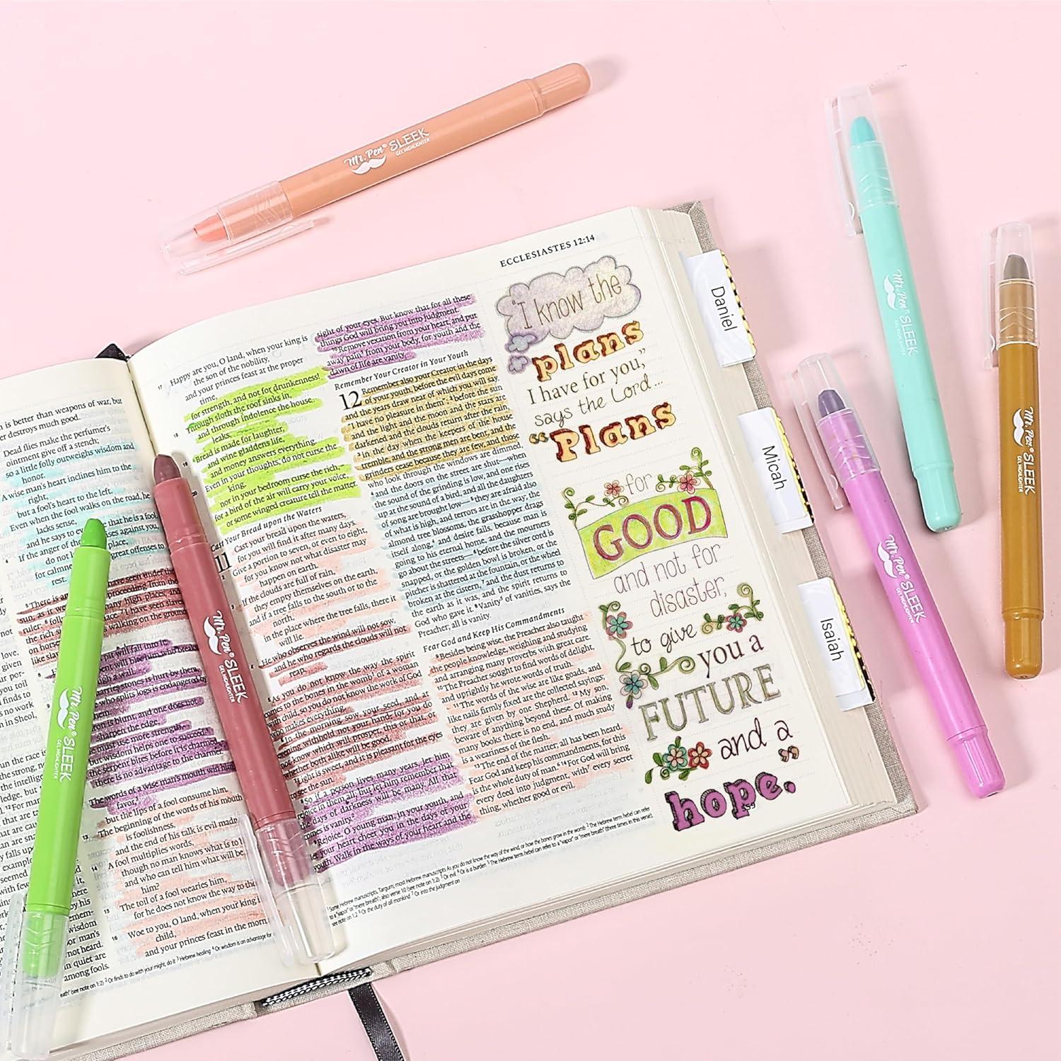 imageMr Pen Gel Highlighters 8 Pack Morandi Colors No Bleed Bible MarkersPastel Colors 4
