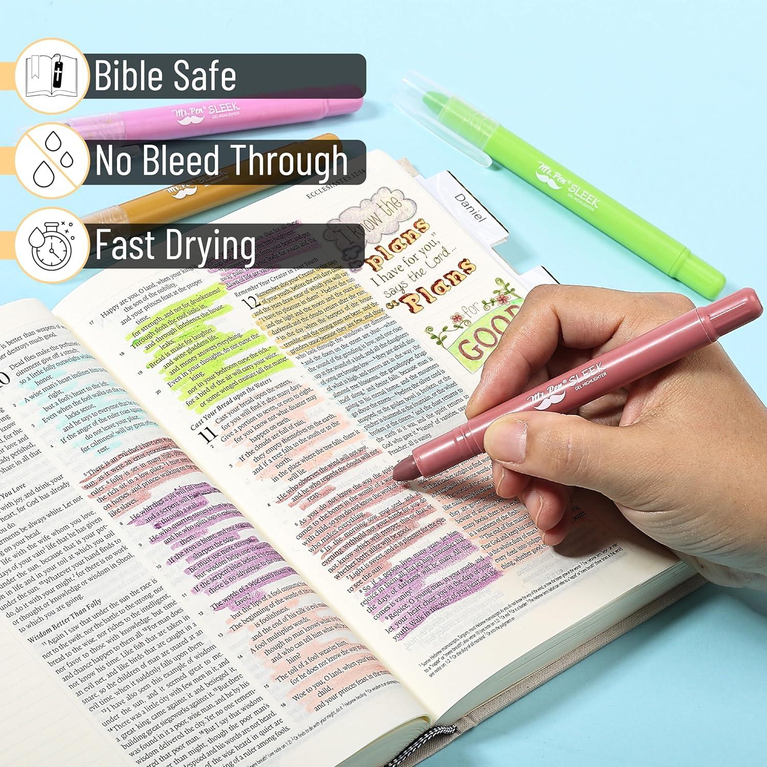 imageMr Pen Gel Highlighters 8 Pack Morandi Colors No Bleed Bible MarkersPastel Colors 4