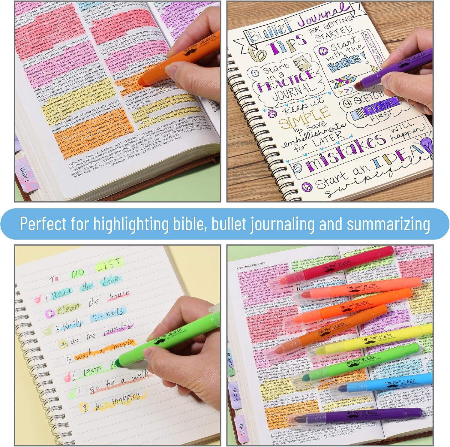 imageMr Pen Gel Highlighters 8 Pack Morandi Colors No Bleed Bible MarkersVibrant Colors 1
