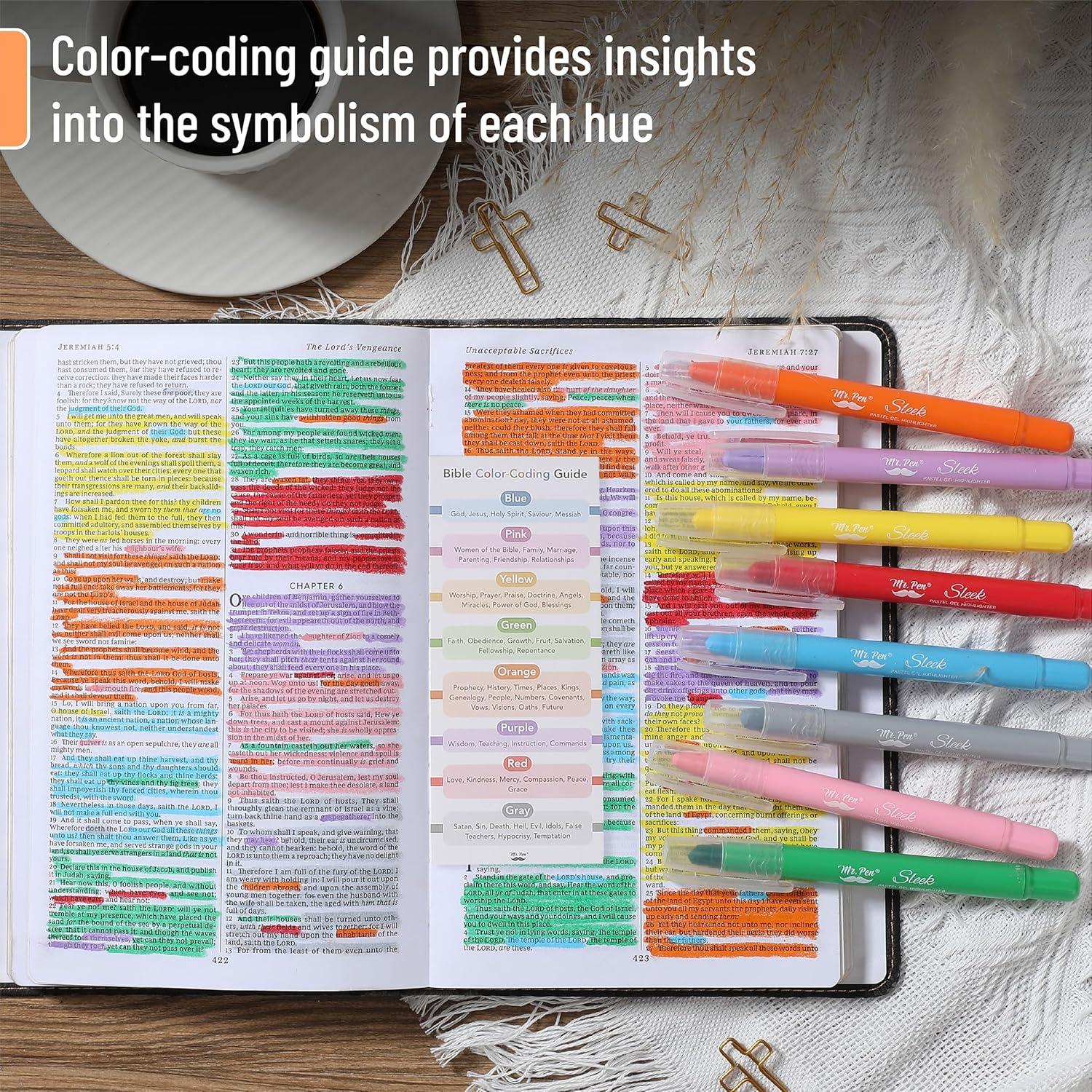 imageMr Pen Gel Highlighters 8 Pack Morandi Colors No Bleed Bible MarkersVibrant Colors