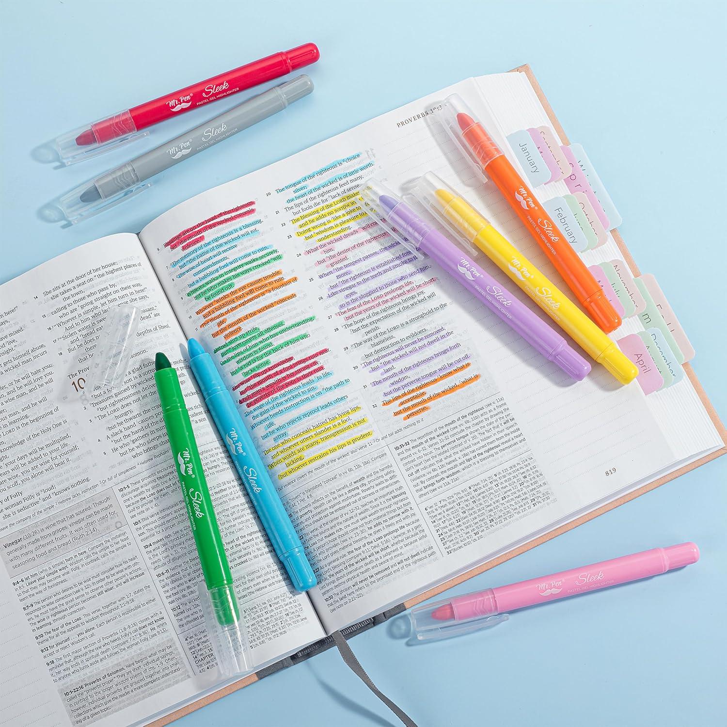 imageMr Pen Gel Highlighters 8 Pack Morandi Colors No Bleed Bible MarkersVibrant Colors