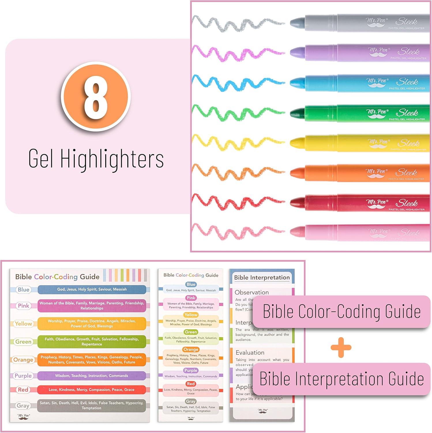 imageMr Pen Gel Highlighters 8 Pack Morandi Colors No Bleed Bible MarkersVibrant Colors