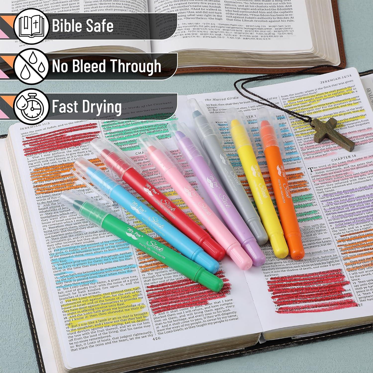 imageMr Pen Gel Highlighters 8 Pack Morandi Colors No Bleed Bible MarkersVibrant Colors