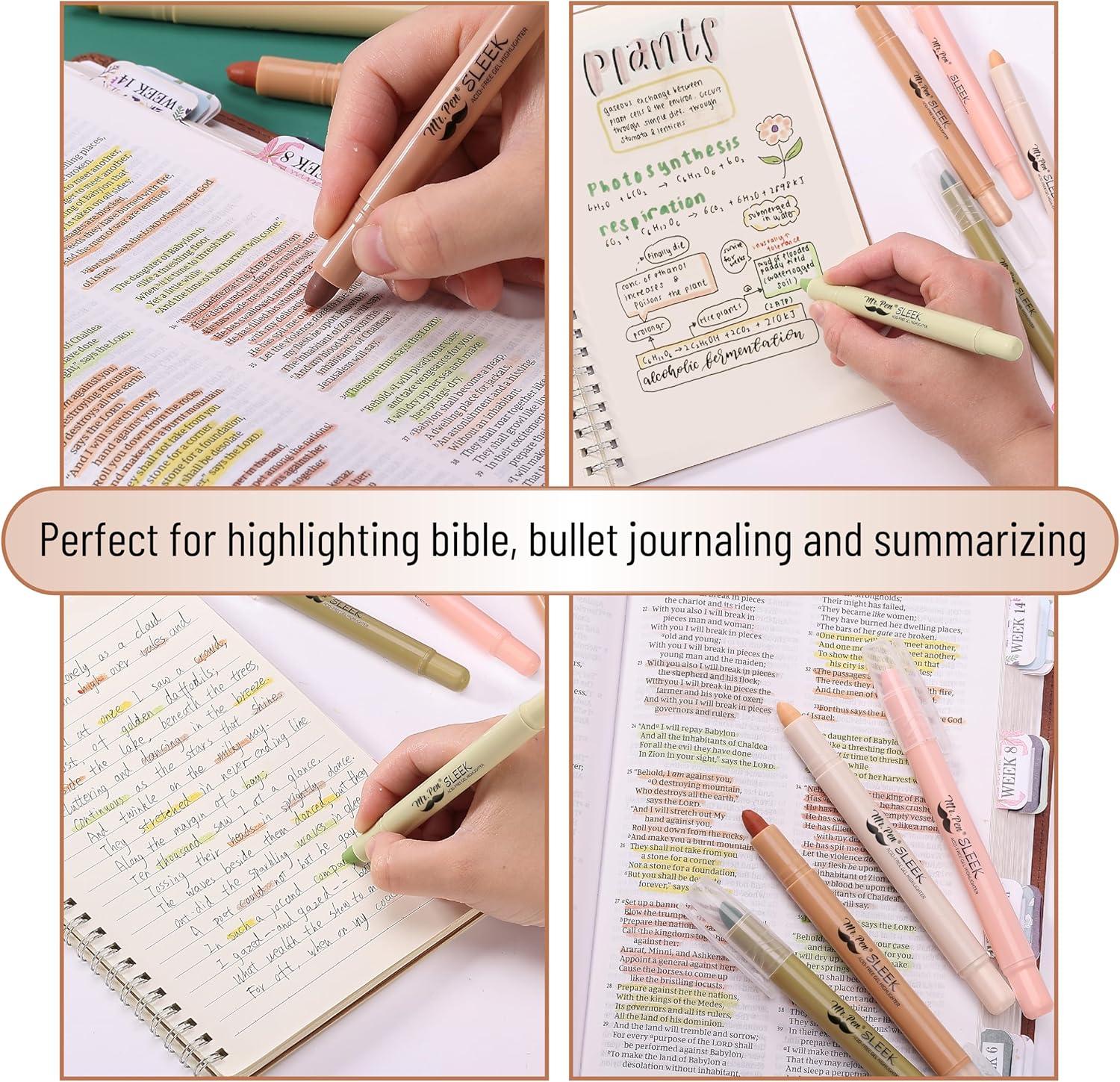 imageMr Pen Gel Highlighters 8 Pack Morandi Colors No Bleed Bible MarkersVintage Colors