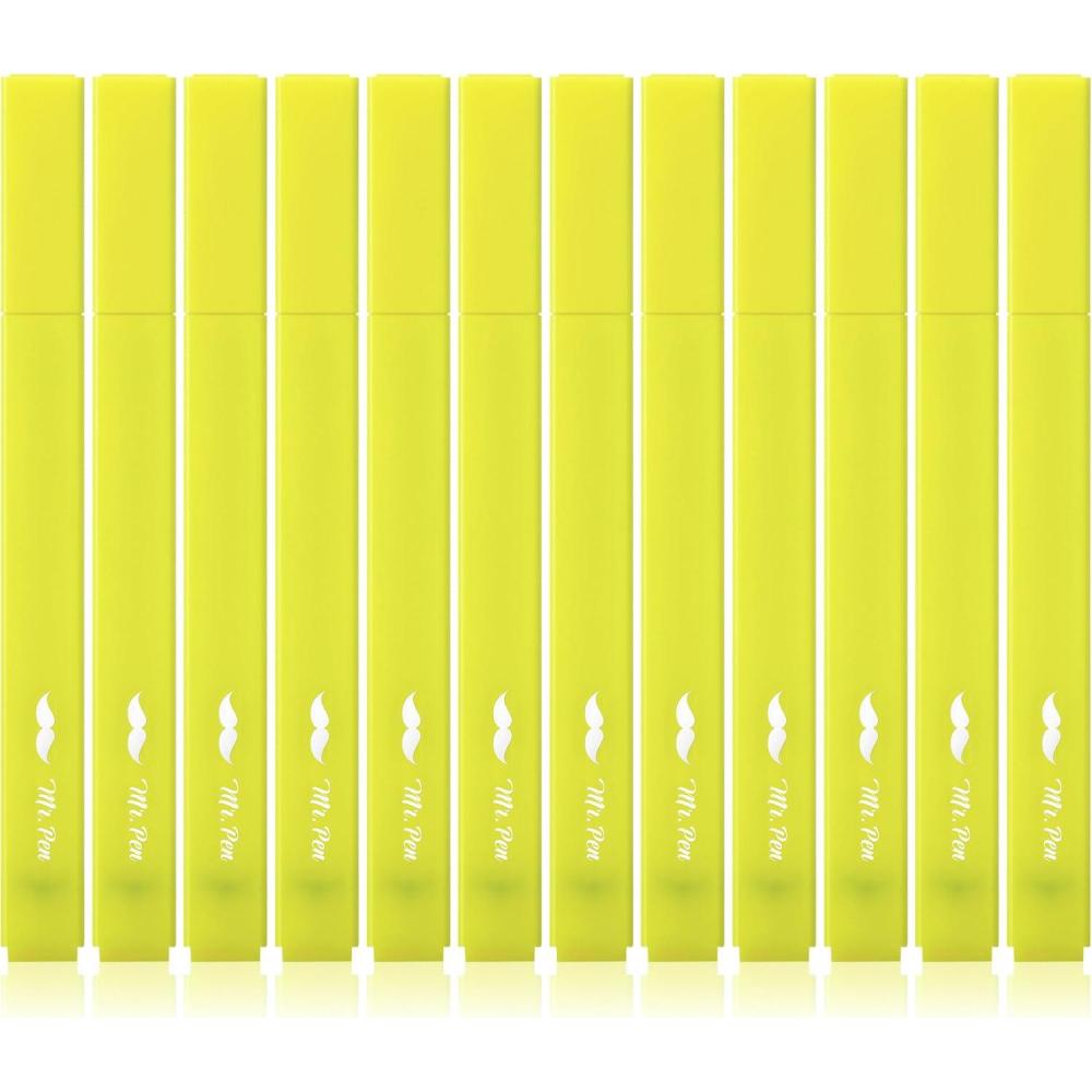 imageMr Pen Aesthetic Highlighters 12pcs Chisel Tip Vibrant Colors Fluorescent Highlighters Assorted Colors Bible Highlighters and Pens No Bleed Cute Highlighters No Bleed Highlighters for BibleYellow