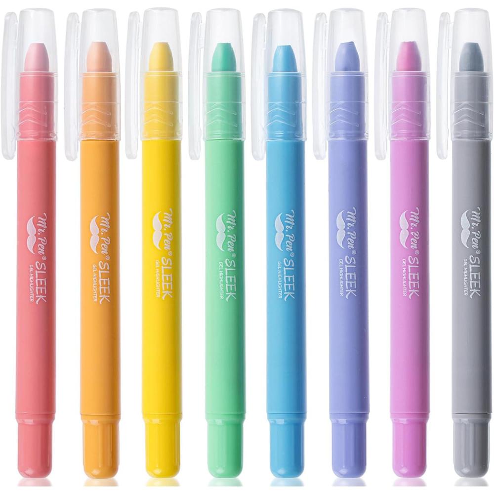 imageMr Pen Gel Highlighters 8 Pack Morandi Colors No Bleed Bible MarkersFriendly Colors