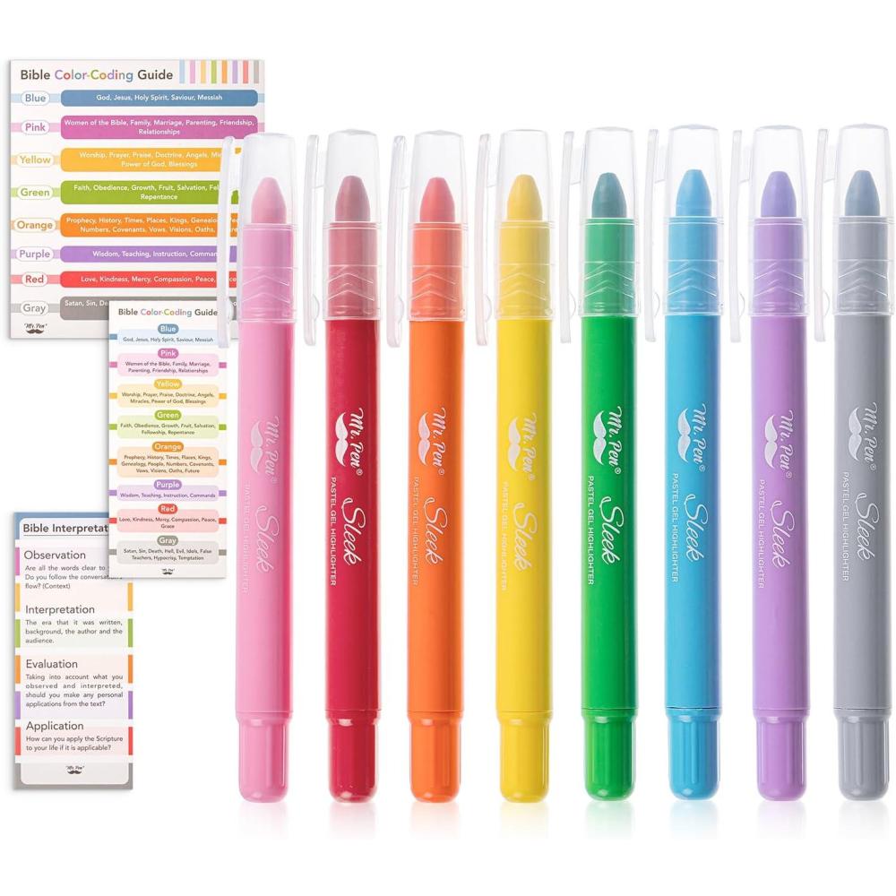 imageMr Pen Gel Highlighters 8 Pack Morandi Colors No Bleed Bible MarkersVibrant Colors