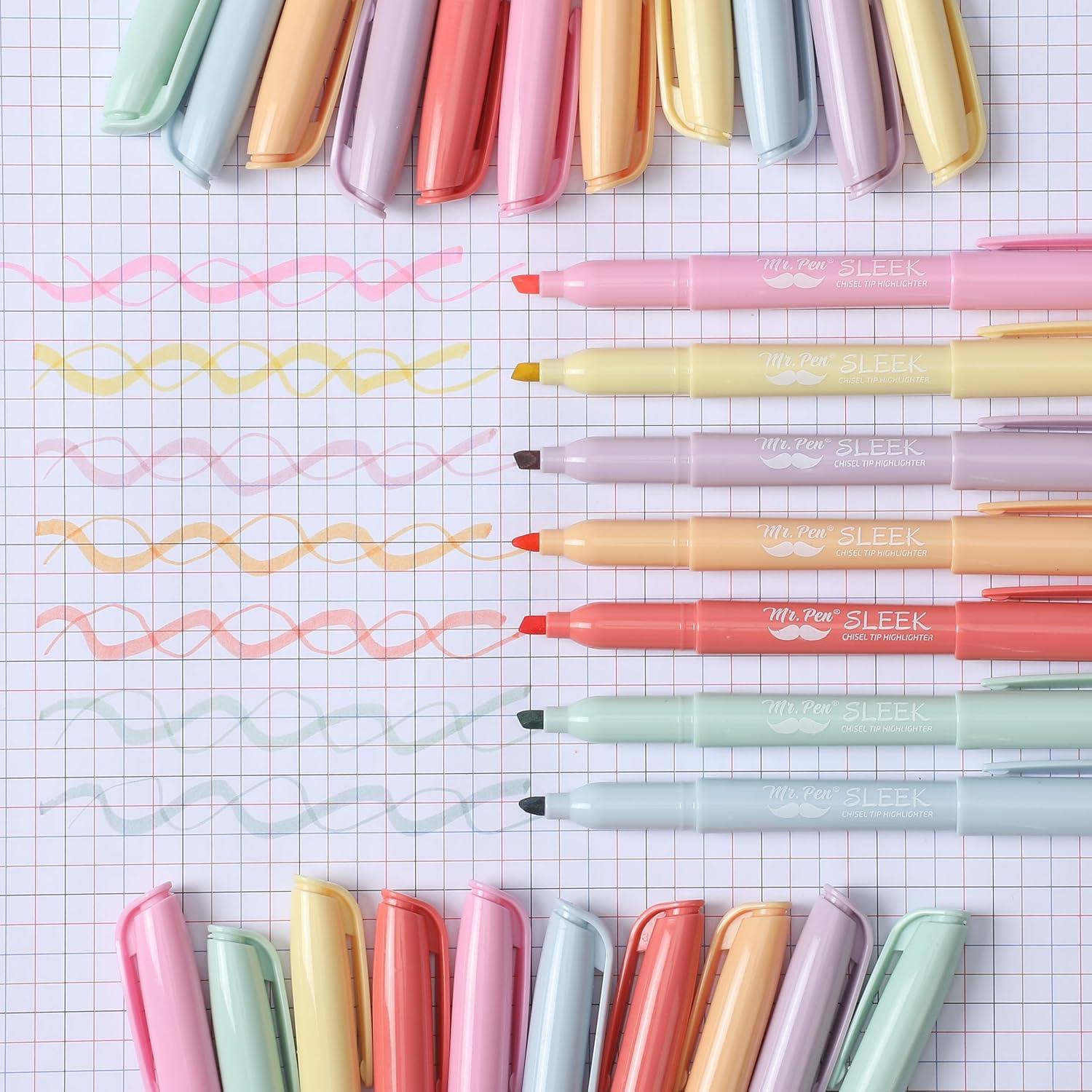 imageMr Pen Highlighters Assorted Colors Pack of 28 Fluorescent HighlightersPastel