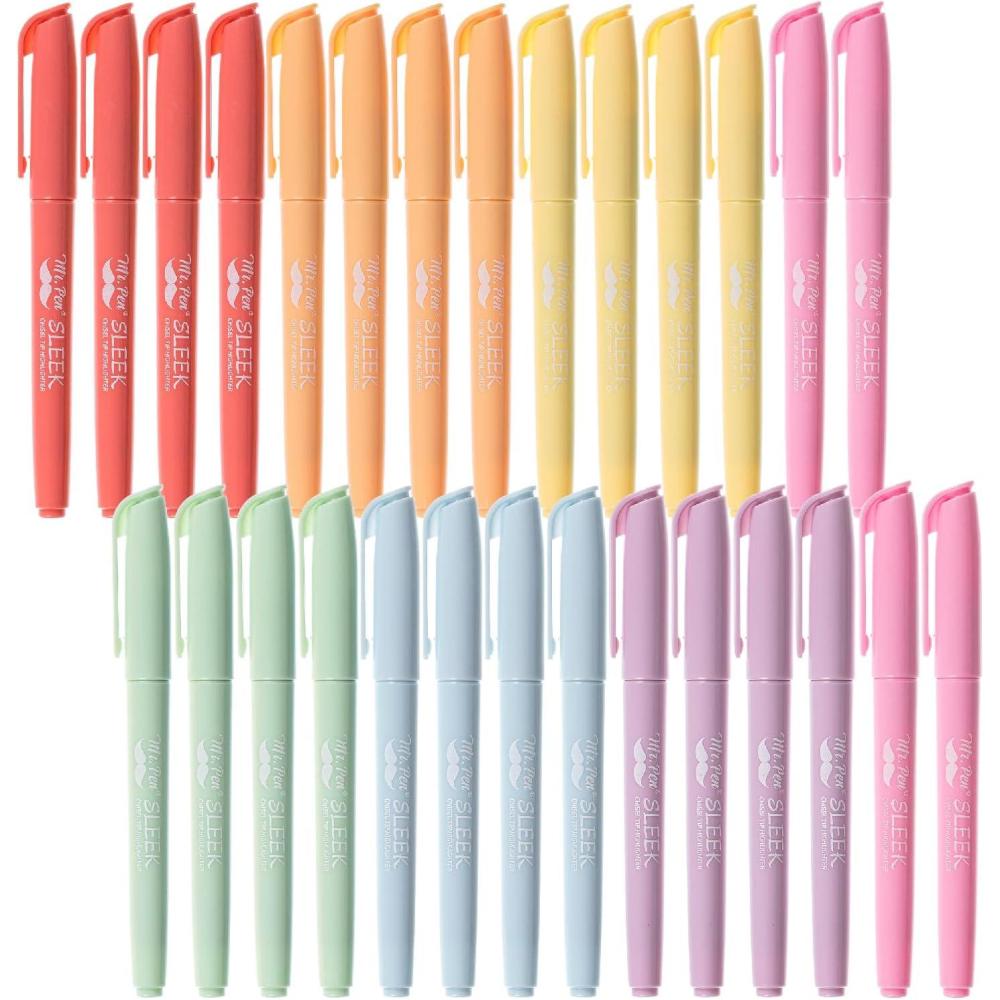 imageMr Pen Highlighters Assorted Colors Pack of 28 Fluorescent HighlightersPastel