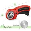 imageMr Pen 45mm Rotary Cutter with 1 Extra Blade Ergonomic Handle Rotary Cutter for Fabric Fabric Cutter Fabric Cutter Wheel Fabric Rotary Cutter Rotary Cutting Tool Rotary Fabric CutterRed