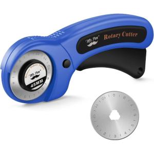 imageMr Pen 45mm Rotary Cutter with 1 Extra Blade Ergonomic Handle Rotary Cutter for Fabric Fabric Cutter Fabric Cutter Wheel Fabric Rotary Cutter Rotary Cutting Tool Rotary Fabric CutterBlue