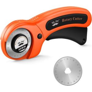 imageMr Pen 45mm Rotary Cutter with 1 Extra Blade Ergonomic Handle Rotary Cutter for Fabric Fabric Cutter Fabric Cutter Wheel Fabric Rotary Cutter Rotary Cutting Tool Rotary Fabric CutterOrange