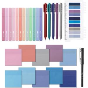 imageMr Pen Aesthetic Book Annotation Kit 38 pcs Aesthetic Highlighters and Gel Pens Transparent Sticky Notes Transparent Sticky Tabs for Books No Bleed Highlighters for Bible Pages No BleedOuter Space