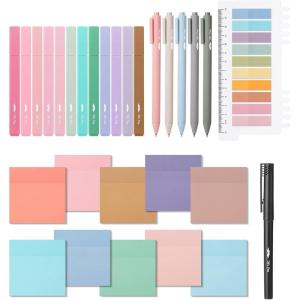 imageMr Pen Aesthetic Book Annotation Kit 38 pcs Aesthetic Highlighters and Gel Pens Transparent Sticky Notes Transparent Sticky Tabs for Books No Bleed Highlighters for Bible Pages No BleedEarthy Dream