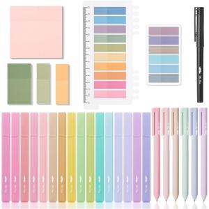 imageMr Pen Aesthetic Book Annotation Kit Aesthetic Highlighters and Gel Pens Transparent Sticky Notes Transparent Sticky Tabs for Books No Bleed Highlighters for Bible Pages No Bleed