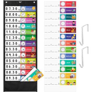 imageMr Pen Daily Schedule Pocket Charts 131 Pocket 26 Double Sided Reusable Cards13 Colored13 Blanked 128x35 Pocket Chart for Classroom Classroom Pocket Chart Classroom Schedule Pocket Chart