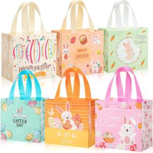 imageMr Pen Easter Gift Bags with Handles 81quotx78quotx58quot 6 pcs Bunny Carrot Chick Design Reusable NonWoven Easter Bags with Handles