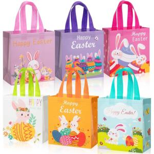 imageMr Pen Easter Gift Bags with Handles 92quotx87quotx45quot 6 pcs Bunny Carrot Chick Design Reusable NonWoven Easter Bags with Handles