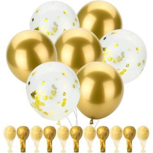 imageMr Pen Metallic Balloons 12 Inch 54 Pack Metallic Silver Balloons for Birthday PartyMetallic Gold  Gold Confetti