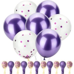 imageMr Pen Metallic Balloons 12 Inch 54 Pack Metallic Silver Balloons for Birthday PartyMetallic Purple  Confetti