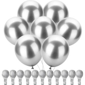 imageMr Pen Metallic Balloons 12 Inch 54 Pack Metallic Silver Balloons for Birthday PartyMetallic Silver