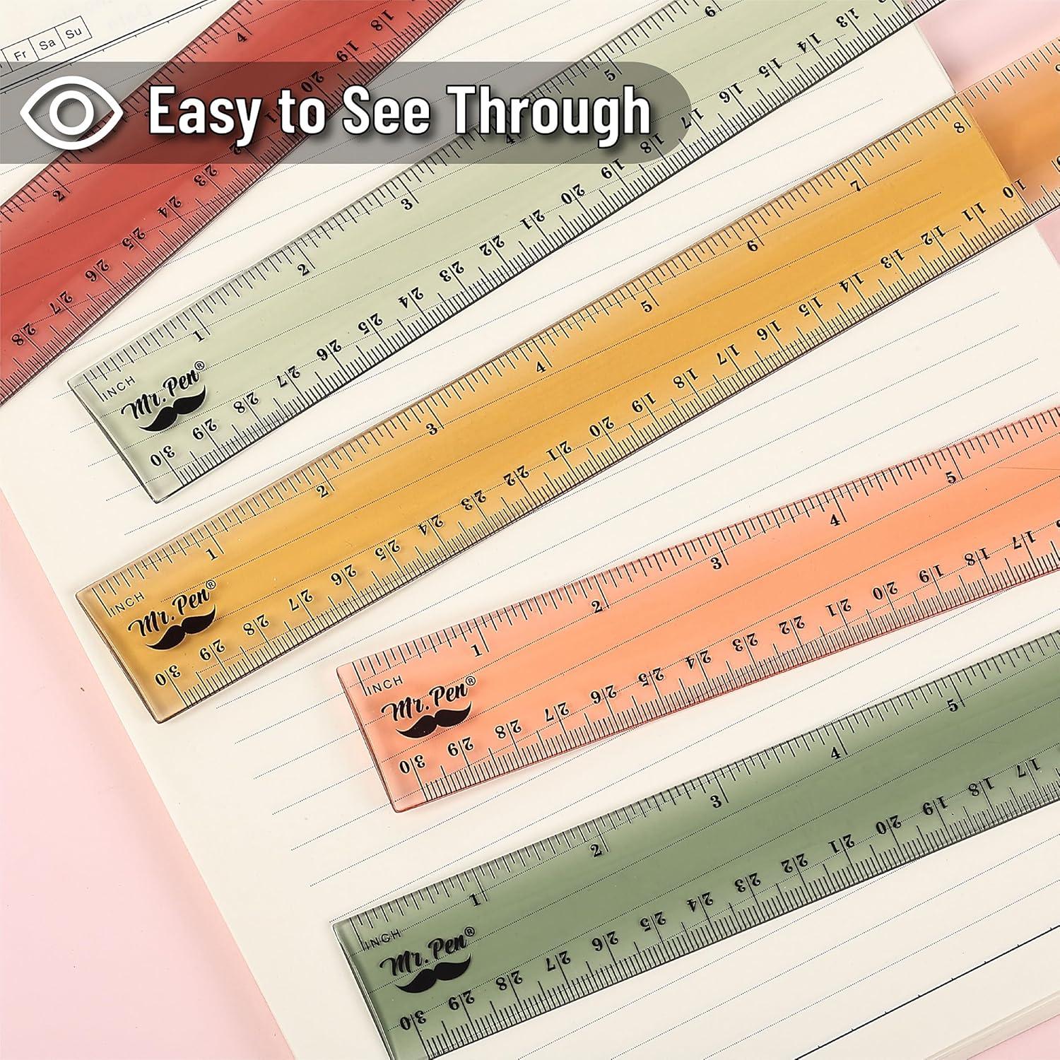 Plastic Ruler Small Mr. Pen- Plastic Rulers, 12 Inch, 6 Pack, Morandi Colors, Metric ...
