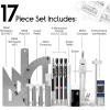 imageMr Pen Professional Geometry Set 17 pcs Silver Geometry Kit for Artists Metal Rulers and Compasses Mechanical Pencil Set Drafting Tools ampamp Drafting kits