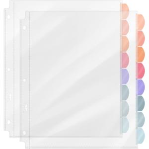 imageMr Pen Clear Sheet Protectors With 8 Tabs 2 Sets Plastic Dividers for 3 Ring Binder Insertable Index Page Divider Multicolor TabsEarthy