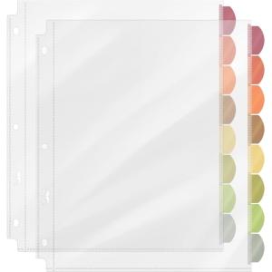 imageMr Pen Clear Sheet Protectors With 8 Tabs 2 Sets Plastic Dividers for 3 Ring Binder Insertable Index Page Divider Multicolor TabsVintage