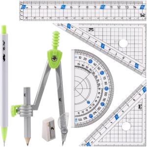 imageMr Pen Geometry Set 7 pcs Compass for Geometry Compass Math Geometry Kit with Storage Box Math Compass Geometry Set for School Protractor and Compass Set Drawing Tools Ruler Set