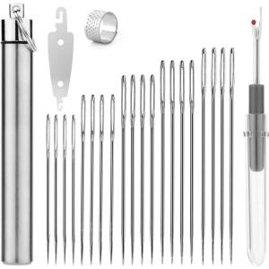imageMr Pen Hand Sewing Needles  50pcs 235quot Large Eye Embroidery NeedlesSilver in Aluminium Storage Tube
