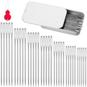 imageMr Pen Hand Sewing Needles  50pcs 235quot Large Eye Embroidery NeedlesSilver in Metal Tin