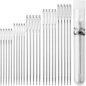imageMr Pen Hand Sewing Needles  50pcs 235quot Large Eye Embroidery NeedlesSilver in Plastic Storage Tube