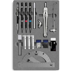 imageMr Pen Professional Geometry Set 17 pcs Silver Geometry Kit for Artists Metal Rulers and Compasses Mechanical Pencil Set Drafting Tools ampamp Drafting kits