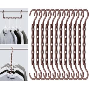 imageMr Pen Space Saving Hangers for Clothes 12 pcs Mahogany Color Plastic Multi Clothes Hangers Space Saving 5 Slots 360 Rotating Hooks