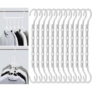 imageMr Pen Space Saving Hangers for Clothes 12 pcs White Plastic Multi Clothes Hangers Space Saving 5 Slots 360 Rotating Hooks