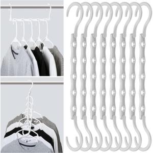 imageMr Pen Space Saving Hangers for Clothes 8 Pack Boho Colors Space Saver Hangers Shirt Hangers Space Saving Clothes Hanger Organizer Hanger Space Saver Multi Hanger Magic HangersB White