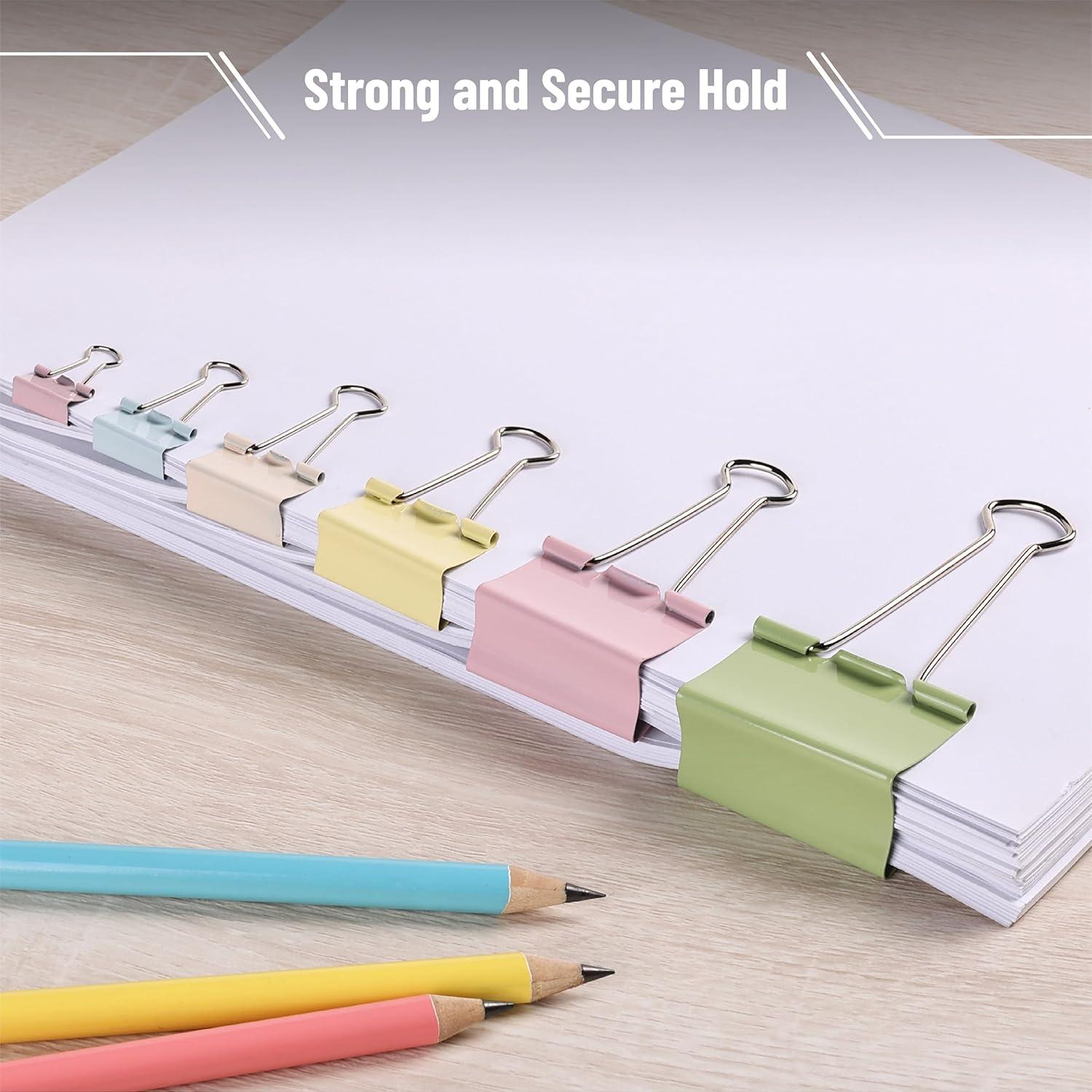 imageMr Pen Binder Clips Assortment 120 Pieces Various Sizes Colorful Office Supplies