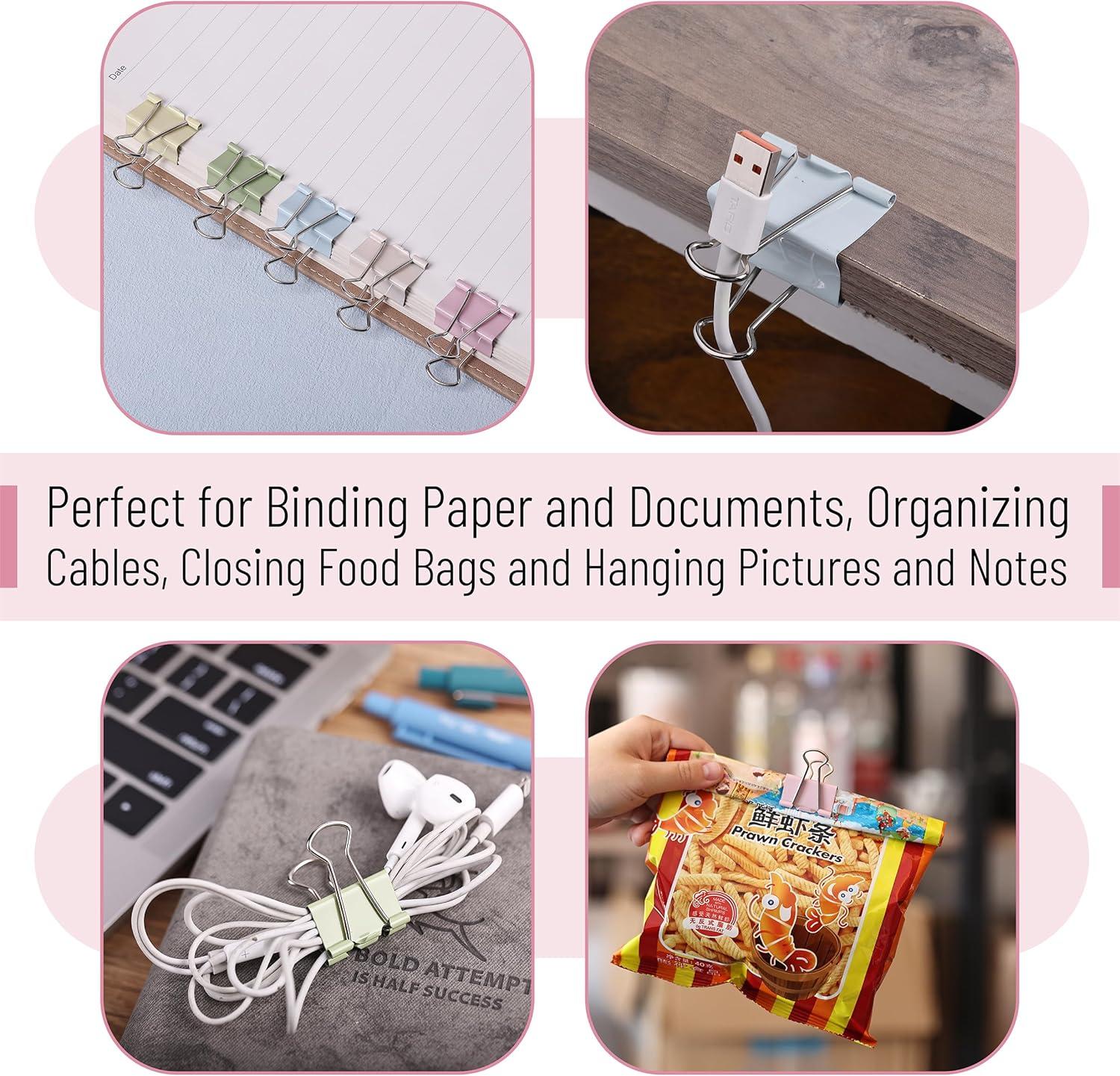 imageMr Pen Binder Clips Assortment 120 Pieces Various Sizes Colorful Office Supplies