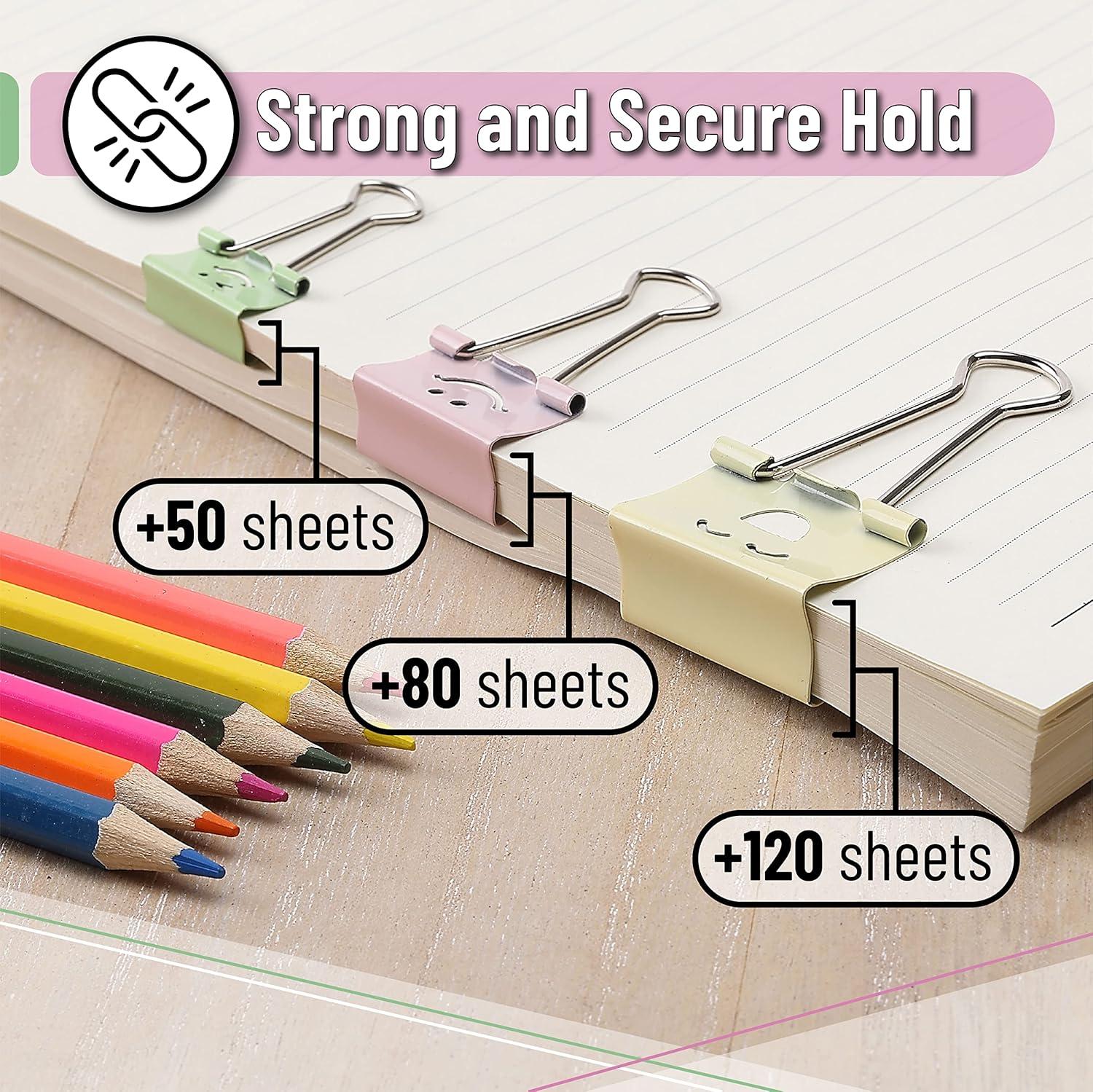 imageMr Pen Cute Binder Clips 80Pcs Assorted Colors and Sizes Medium and Small Office Supplies Cute Paper Clips