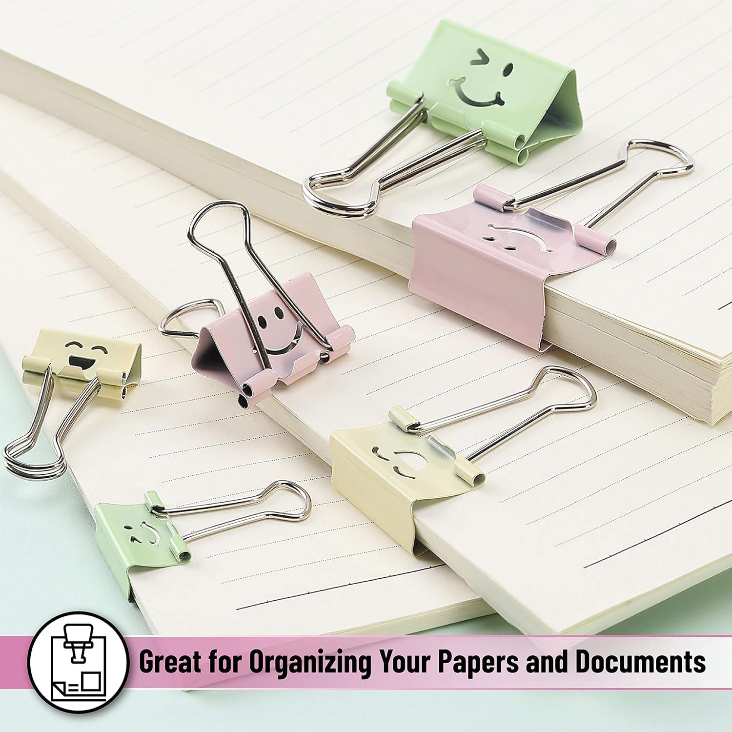 imageMr Pen Cute Binder Clips 80Pcs Assorted Colors and Sizes Medium and Small Office Supplies Cute Paper Clips