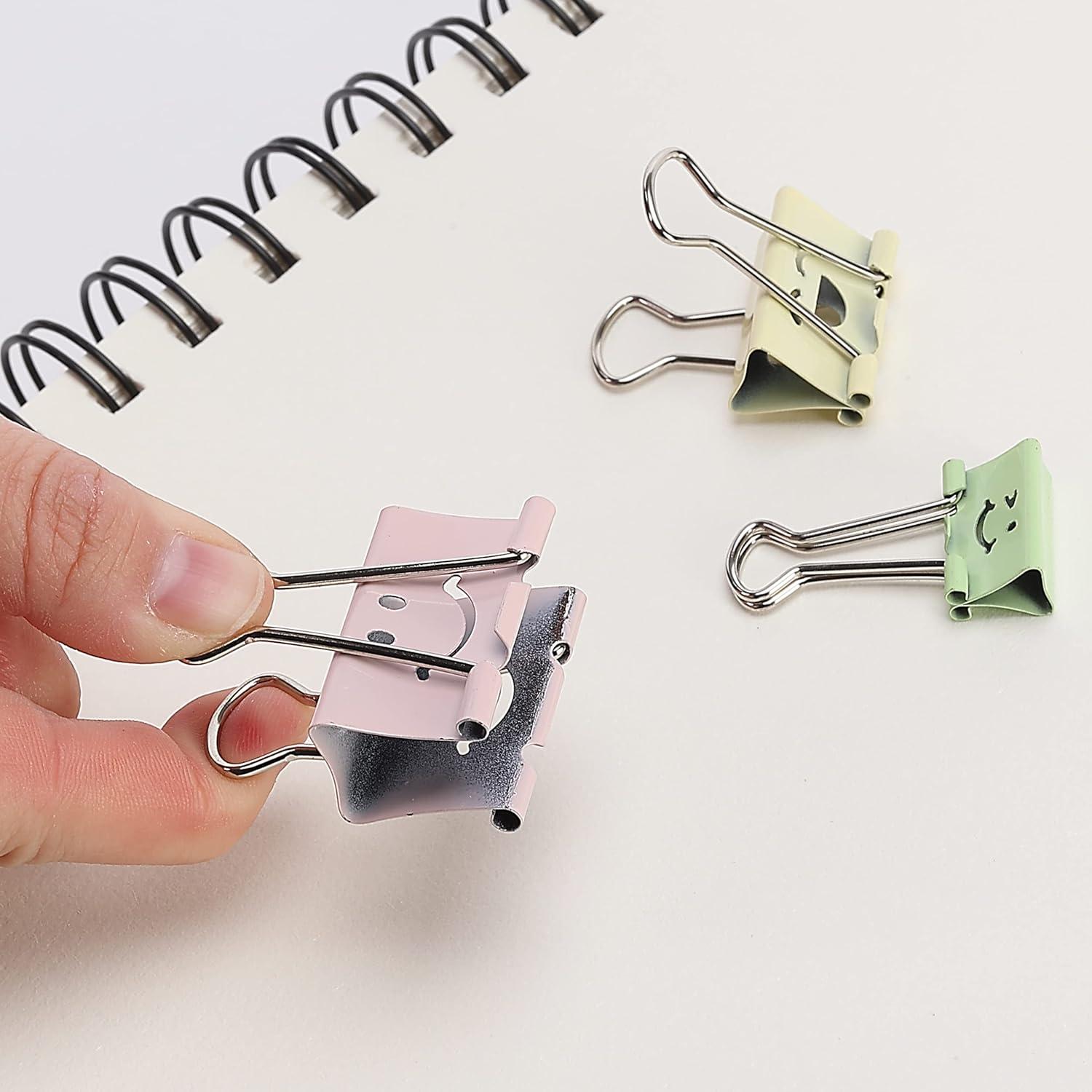 imageMr Pen Cute Binder Clips 80Pcs Assorted Colors and Sizes Medium and Small Office Supplies Cute Paper Clips