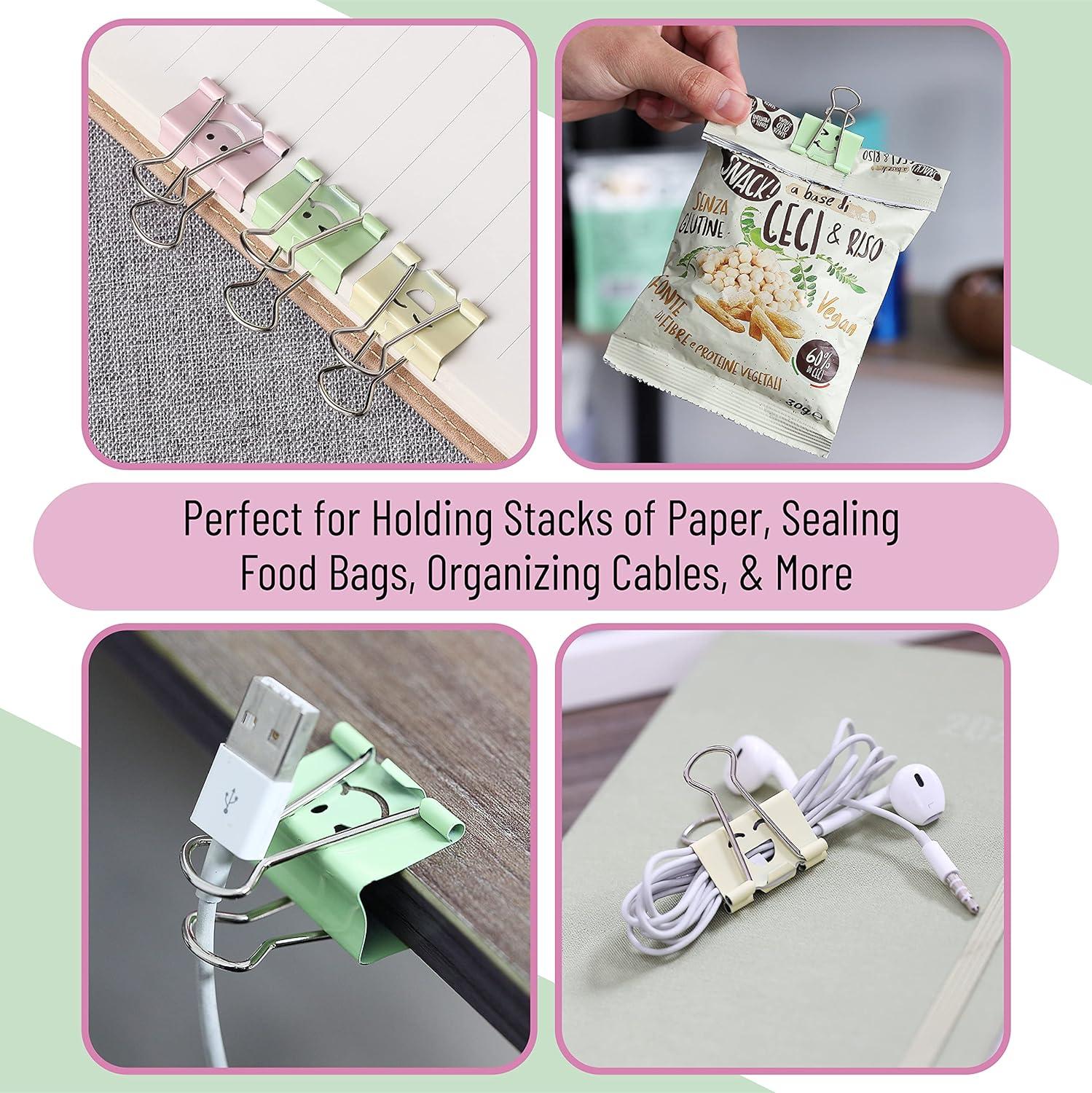 imageMr Pen Cute Binder Clips 80Pcs Assorted Colors and Sizes Medium and Small Office Supplies Cute Paper Clips