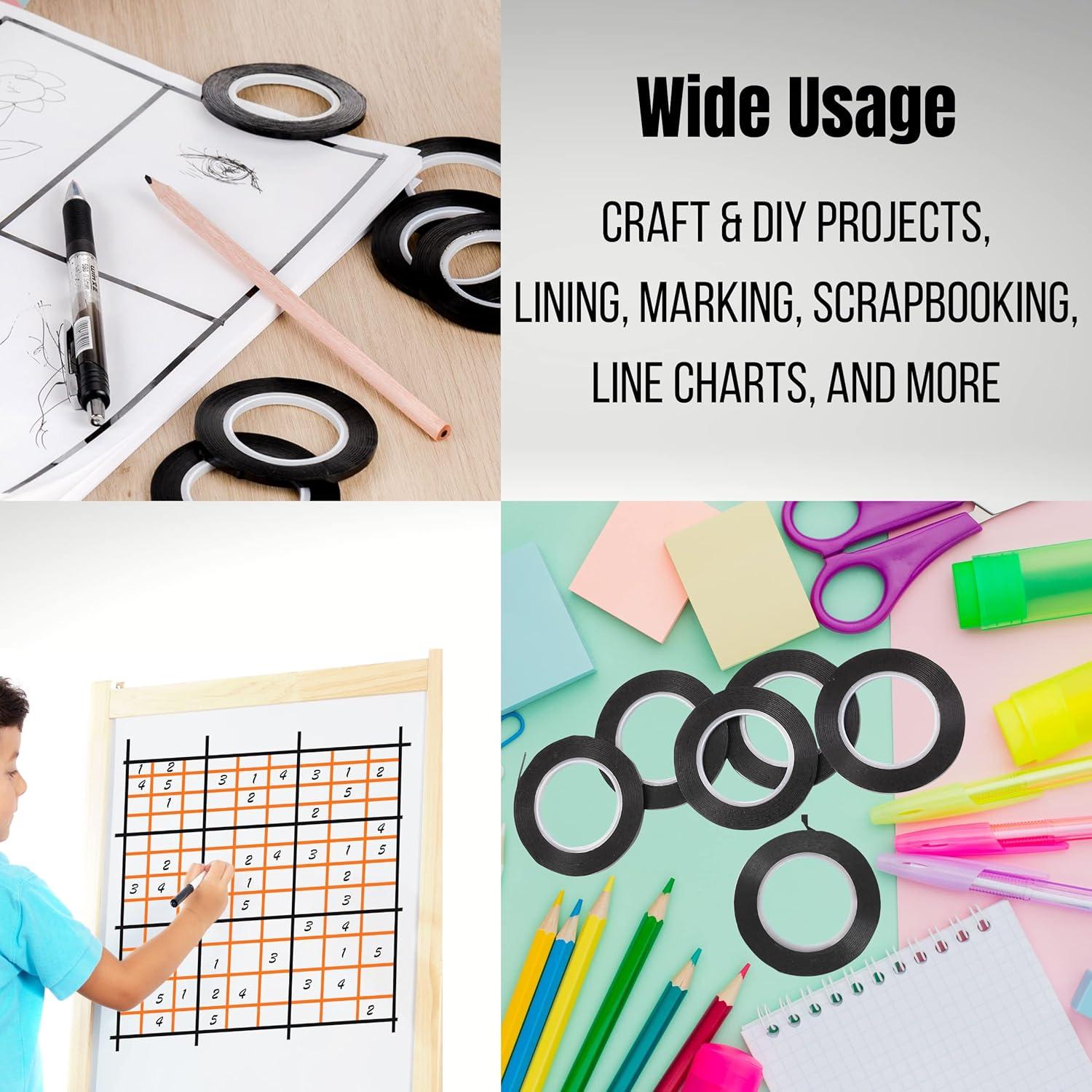 imageMr Pen Whiteboard Tape  8 Pack Assorted Colors Thin Dry Erase Board Accessories Chart ampamp Graphic TapeBlack