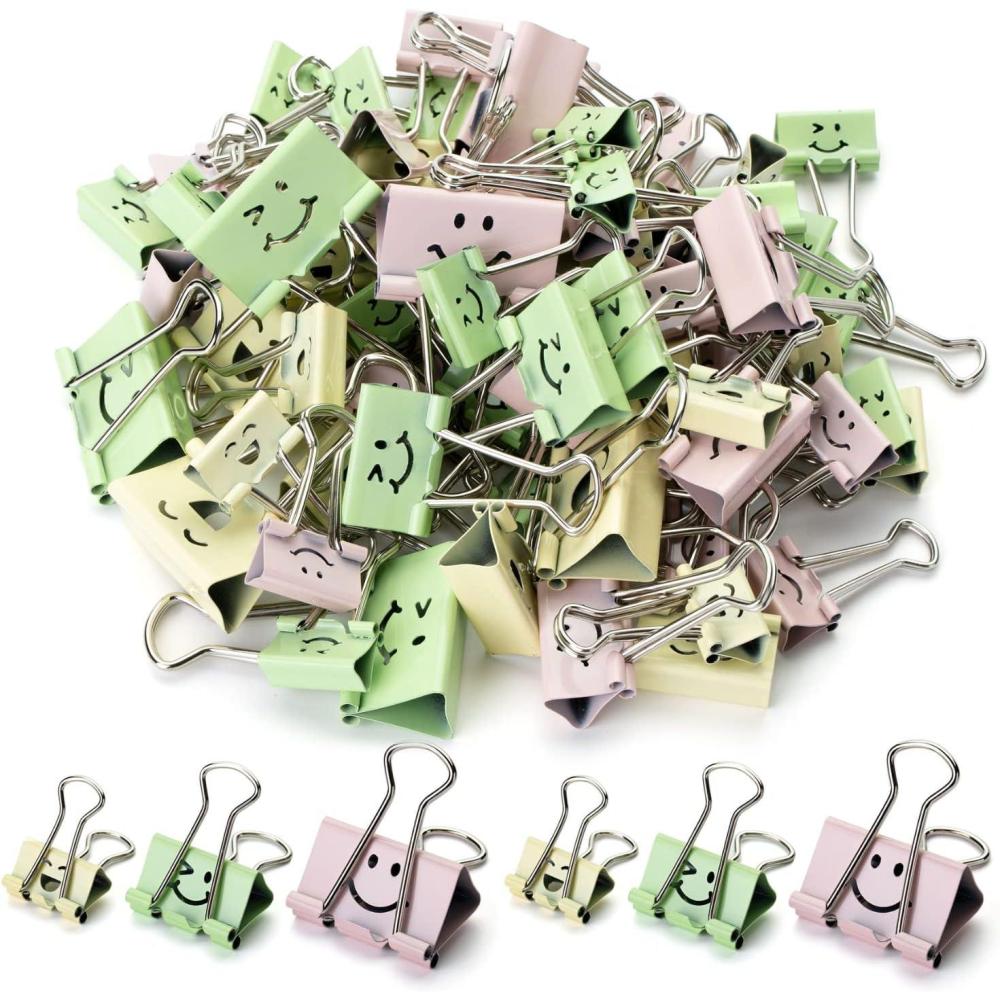 imageMr Pen Cute Binder Clips 80Pcs Assorted Colors and Sizes Medium and Small Office Supplies Cute Paper Clips