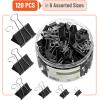 imageMr Pen Binder Clips 120 Pcs Assorted Sizes Black Medium Small Office Supplies Paper Clips